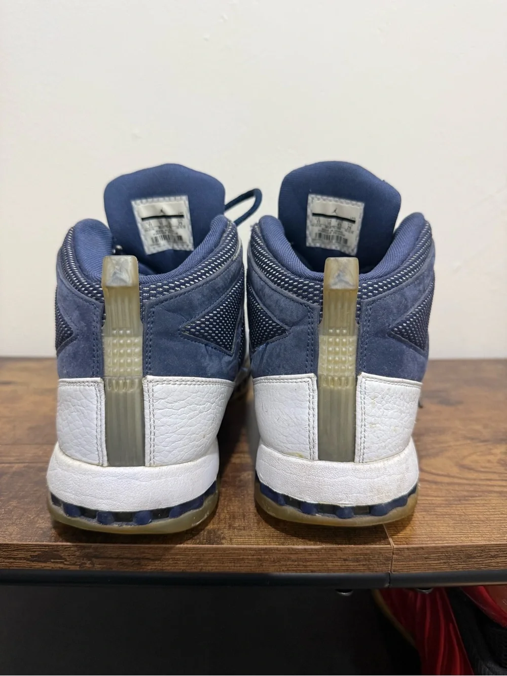 Jordan Navy and White High-Top Basketball Sneakers